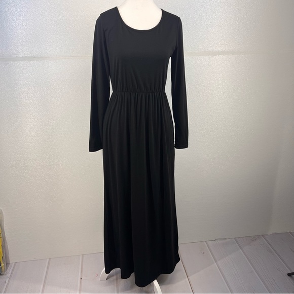 NWT Women's Long  Sleeve Loose Plain Long Casual Empire Waist Maxi Dress SIZE S - Picture 5 of 17